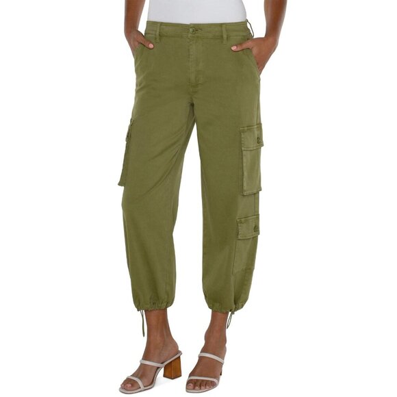 NWT Liverpool Cargo Crop With Cinch Hem in Eucalyptus Sz. 16 - Picture 4 of 4